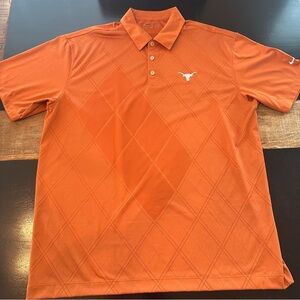 Texas Longhorns‎ Nike Dri Fit Golf Polo Shirt Burnt Orange Argyle pattern XL